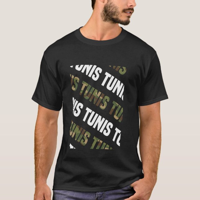 Tunis Camo Pattern Green Camouflage T-Shirt (Front)