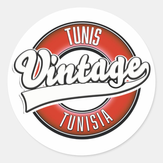 Tunis Tunisia vintage style logo Classic Round Sticker (Front)