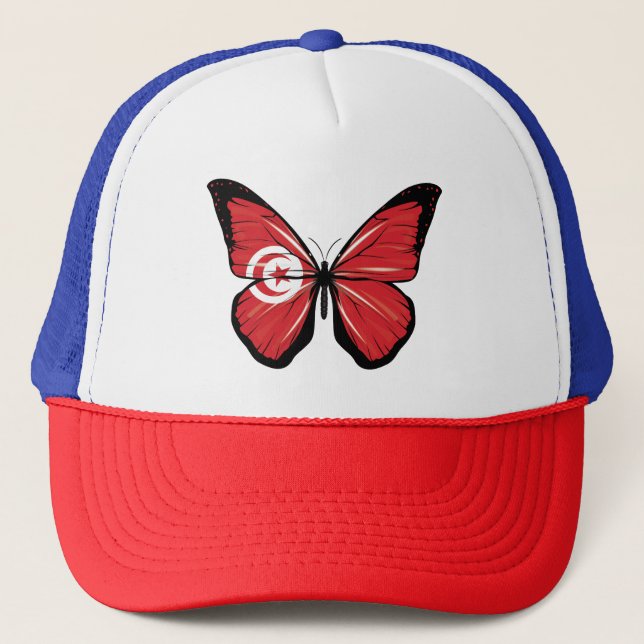 Tunisia  Butterfly Flag Trucker Hat (Front)