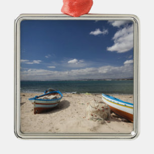 Tunisia, Cap Bon, Hammamet, fishing boats on Metal Ornament