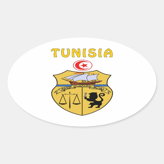 Tunisia Coat Of Arms Oval Sticker (Front)