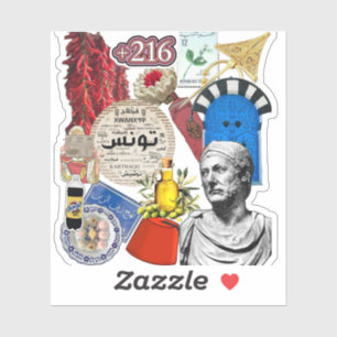 Tunisia Collage Sticker Design Tunisian Culture