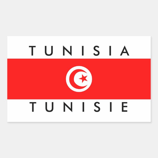 tunisia country flag name text symbol tunisie rectangular sticker (Front)