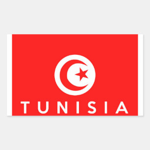 tunisia country flag symbol name text rectangular sticker