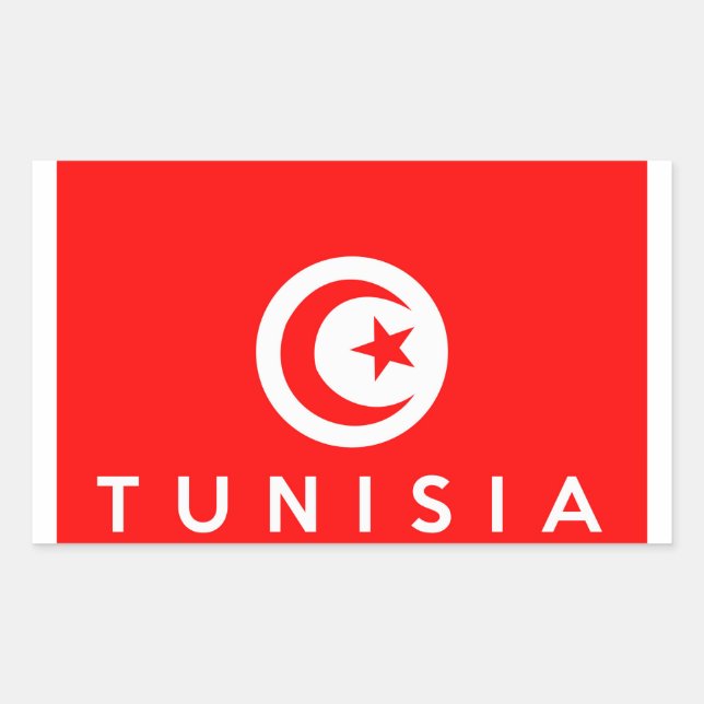 tunisia country flag symbol name text rectangular sticker (Front)