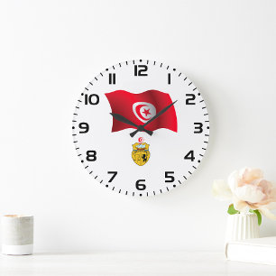 Tunisia Flag and Coat of Arms Patriotic Tunisian Large Clock