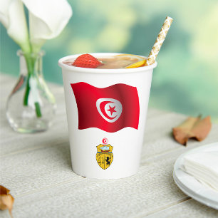 Tunisia Flag and Coat of Arms Patriotic Tunisian Paper Cups