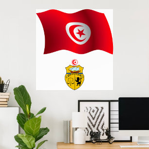 Tunisia Flag and Coat of Arms Patriotic Tunisian  Poster