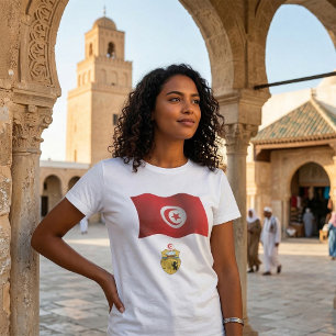Tunisia Flag and Coat of Arms Patriotic Tunisian  T-Shirt