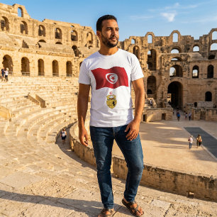 Tunisia Flag and Coat of Arms Patriotic Tunisian  T-Shirt