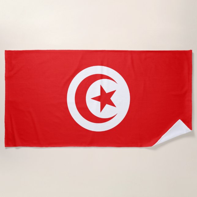 Tunisia Flag Beach Towel (Front)