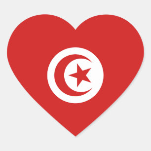 Tunisia Flag Heart Sticker