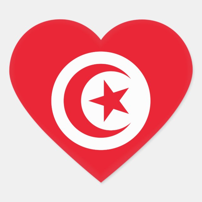 Tunisia Flag Heart Sticker (Front)
