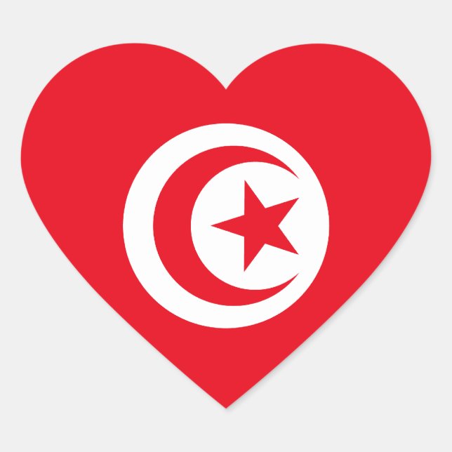 Tunisia Flag Heart Sticker (Front)