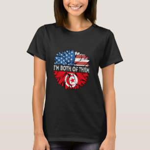 Tunisia Flag I'm Both Them Sunflower USA Tunisian T-Shirt
