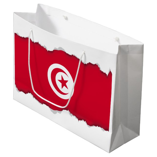 Tunisia Flag Large Gift Bag (Front Angled)