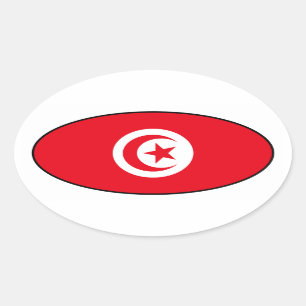 Tunisia Flag Oval Sticker
