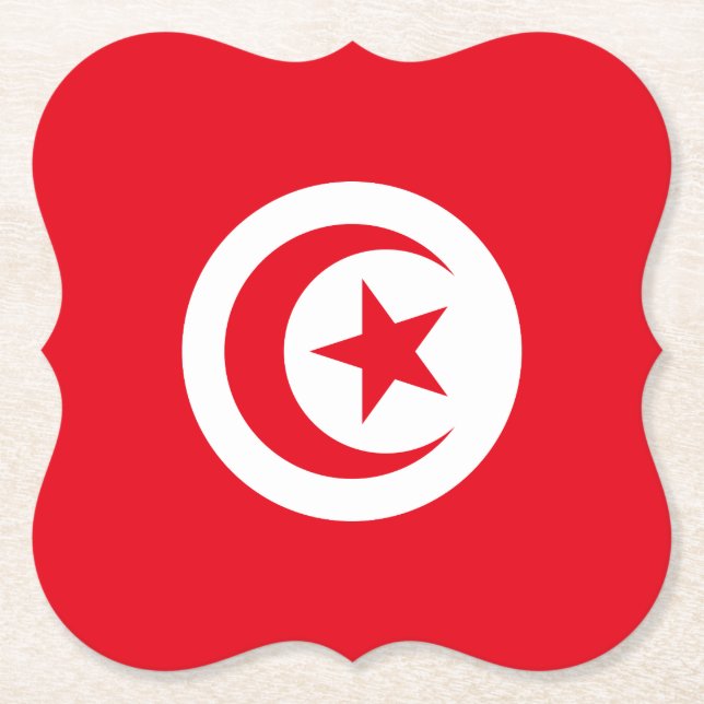Tunisia Flag Paper Coaster (Front)