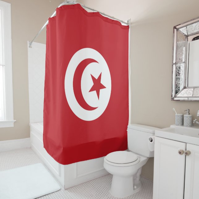 Tunisia flag shower curtain (In Situ)
