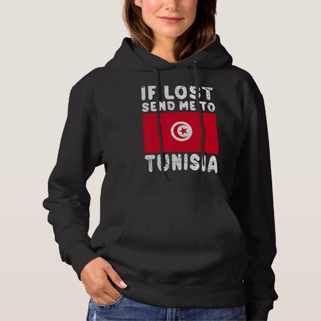 Tunisia Flag Souvenir  If lost send me to Tunisia Hoodie (Front)