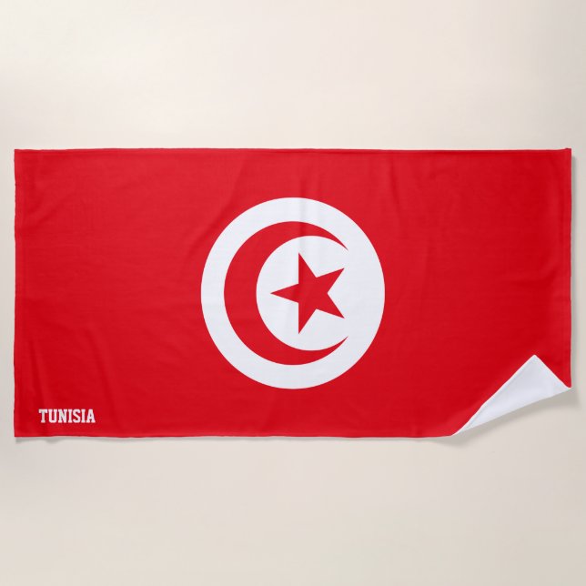 Tunisia Flag Splendid Patriotic Beach Towel (Front)