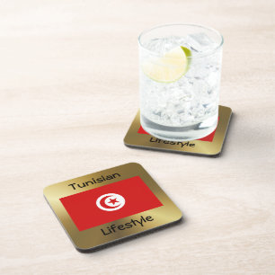 Tunisia Flag+Text Coaster