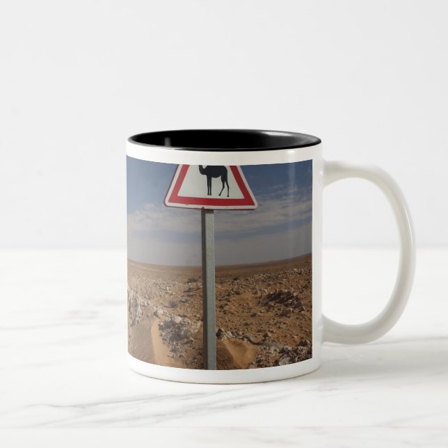 Tunisia, Ksour Area, Ksar Ghilane, Oil Pipeline Two-Tone Coffee Mug (Right)