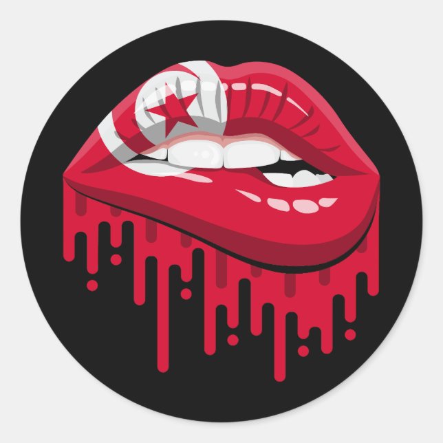 Tunisia lips pride root flag classic round sticker (Front)