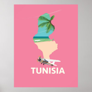 Tunisia Map travel poster