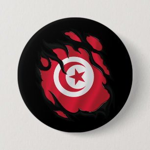 Tunisia Ripped Flag 7.5 Cm Round Badge