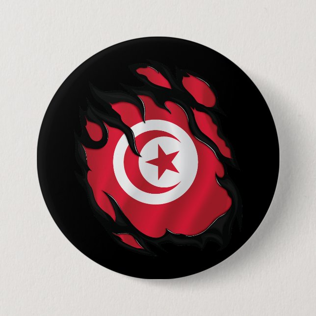 Tunisia Ripped Flag 7.5 Cm Round Badge (Front)