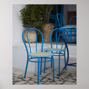 Tunisia, Sidi Bou Said, cafe chairs Poster