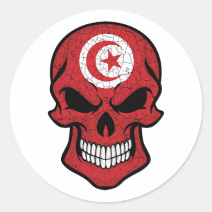 Tunisia Smiling Skull Flag Classic Round Sticker
