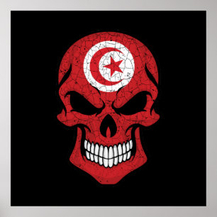 Tunisia Smiling Skull Flag Poster
