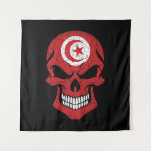Tunisia Smiling Skull Flag Tapestry
