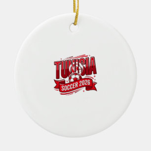 Tunisia Soccer 2026 Soccer Bold Country Typography Ceramic Ornament