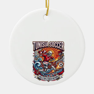 Tunisia Soccer Skeleton Striker Nations Premium Sp Ceramic Ornament