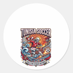 Tunisia Soccer Skeleton Striker Nations Premium Sp Classic Round Sticker