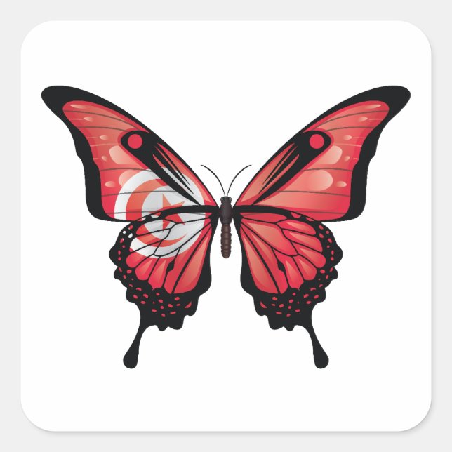 Tunisia Swallowtail Butterfly Flag Square Sticker (Front)