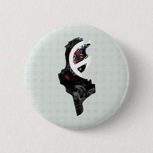 Tunisia Trendy Peace Sign with Tunisian map 6 Cm Round Badge