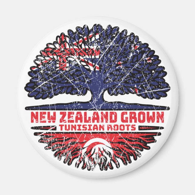 Tunisia Tunisian New Zealander New Zealand Tree Magnet (Front)