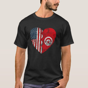 Tunisian American Flags Heart United States Tunisi T-Shirt