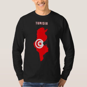 Tunisian Flag Inside Map Of Tunisia Tee