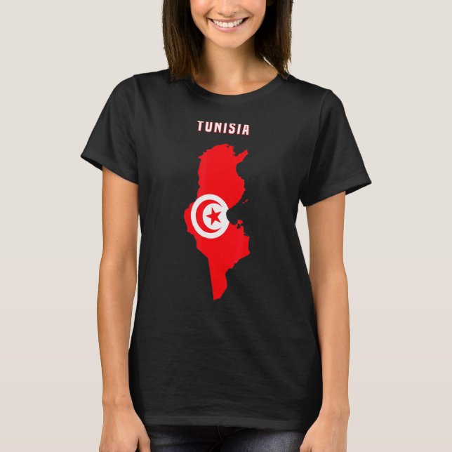 Tunisian Flag Inside Map Of Tunisia Tee (Front)