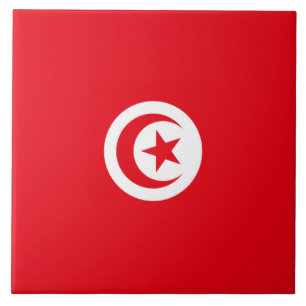 Tunisian Flag (Tunisia) (Islamic Crescent) Ceramic Tile