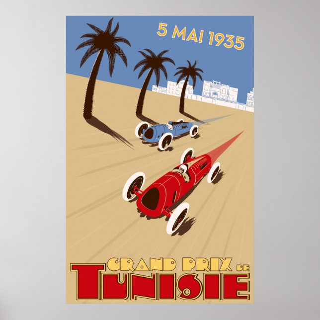 Tunisie Grand Prix Vintage Travel Poster (Front)