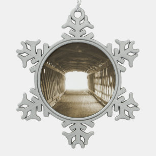 Tunnel of Light Snowflake Pewter Christmas Ornament
