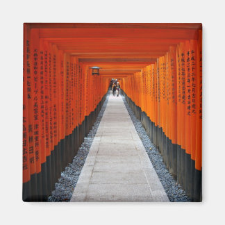 Tunnel of red shrine gates at Fushimi Inari, Kyoto Magnet