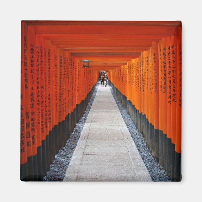 Tunnel of red shrine gates at Fushimi Inari, Kyoto Magnet (Front)