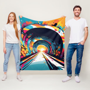 Tunnel With Graffiti Art Fleece Blanket
